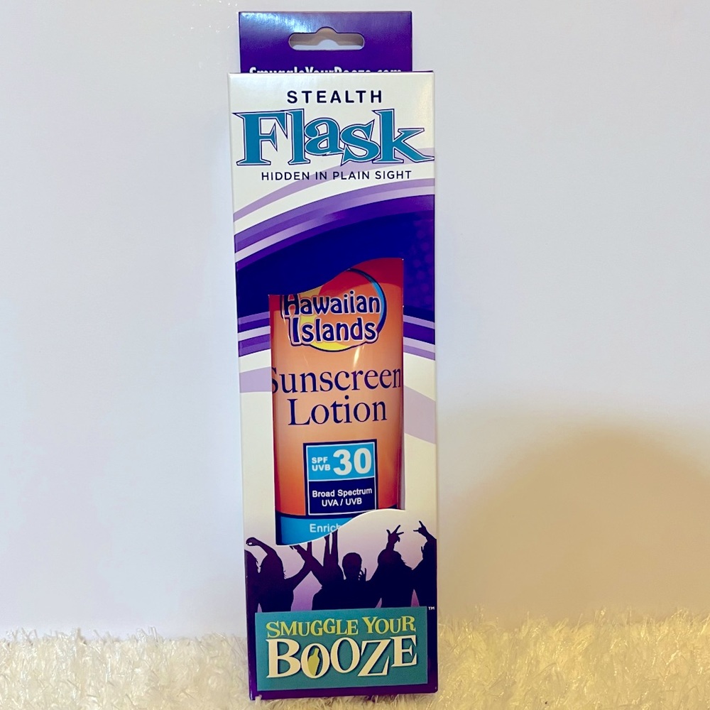Discrete & Fun Flask-Sunscreen Tube-w/Funnel & Tube Seals-8oz-NWT